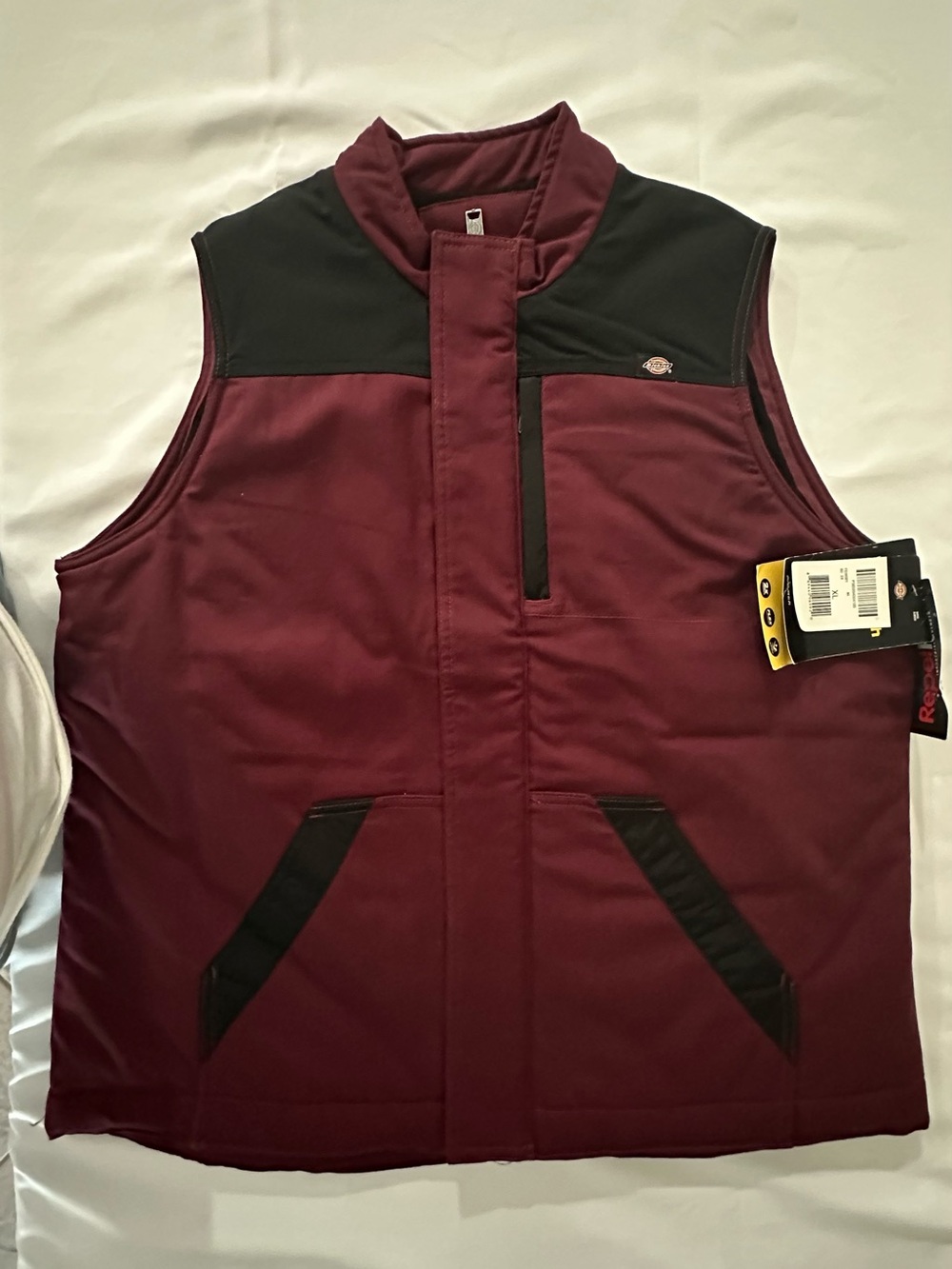 Dickies Maroon Work Vest with Black Panels